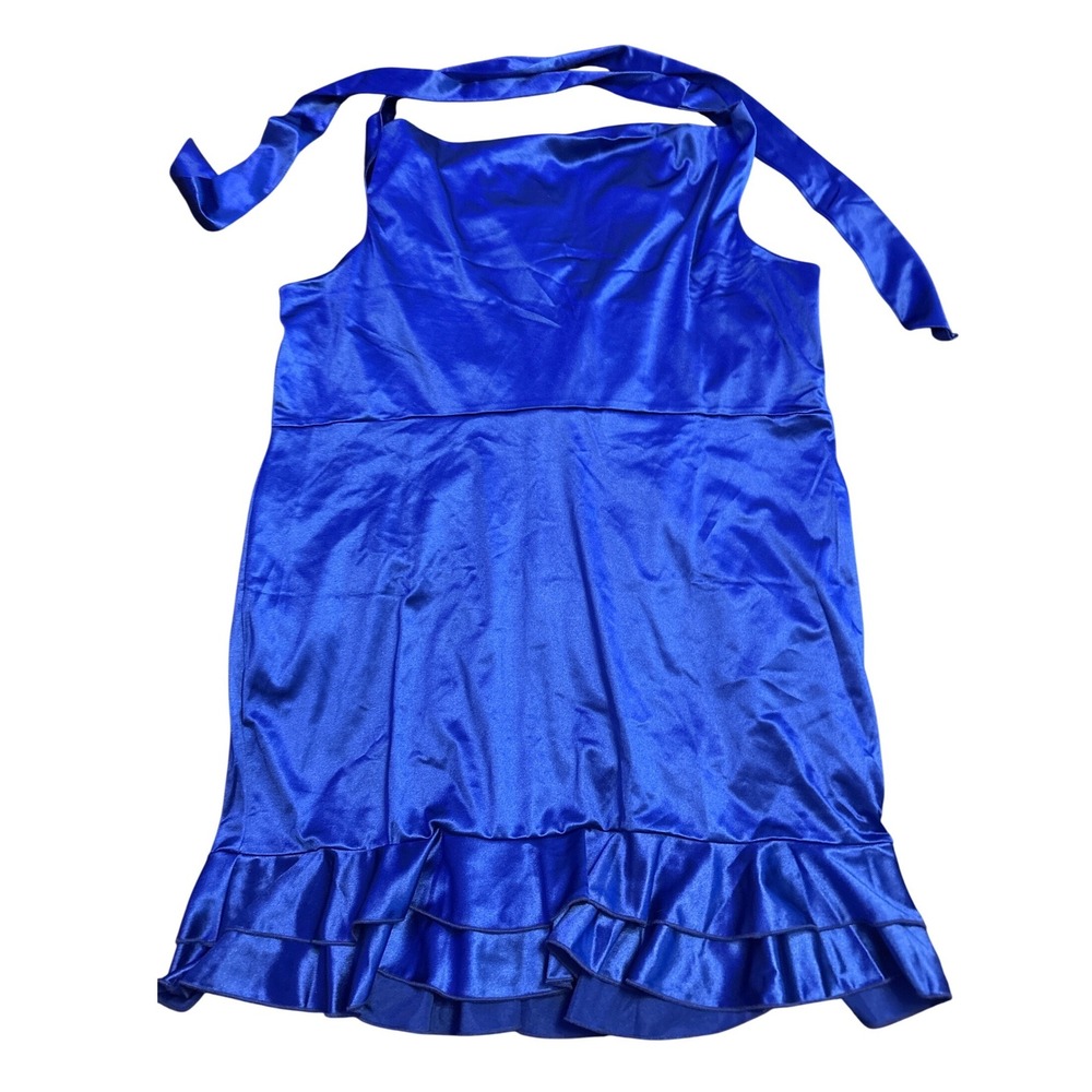 NEW D&M Women's Plus Size Royal Blue Satin Halter Ruffle Mini Dress Size 4X